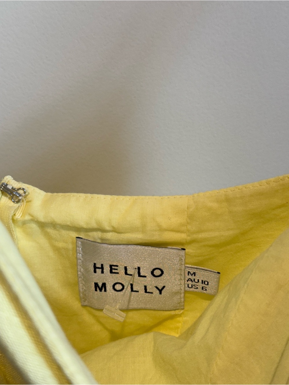 Hello Molly Yellow One-Shoulder Linen Blend Mini Dress Size 6 - Picture 3 of 4